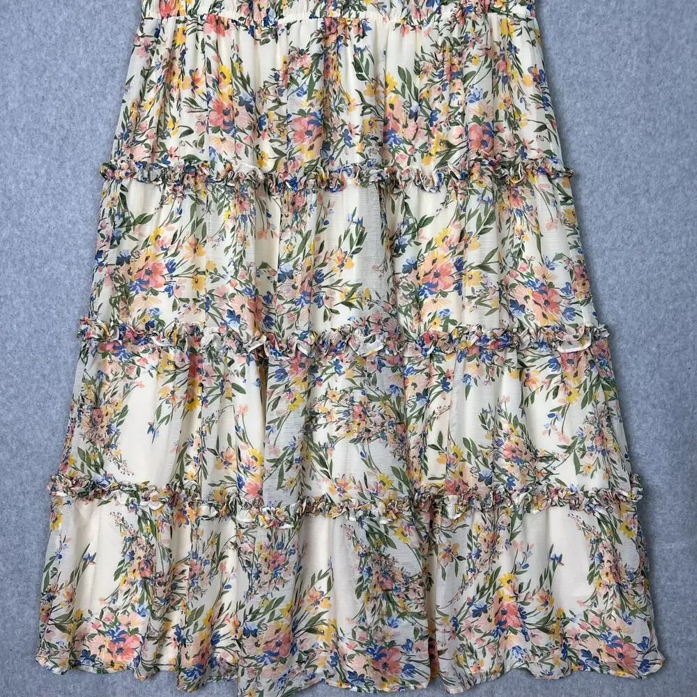 Eloquii Elements Floral Sleeveless Ruffle Trim Tiered Maxi Dress Size 20 - Picture 4 of 8